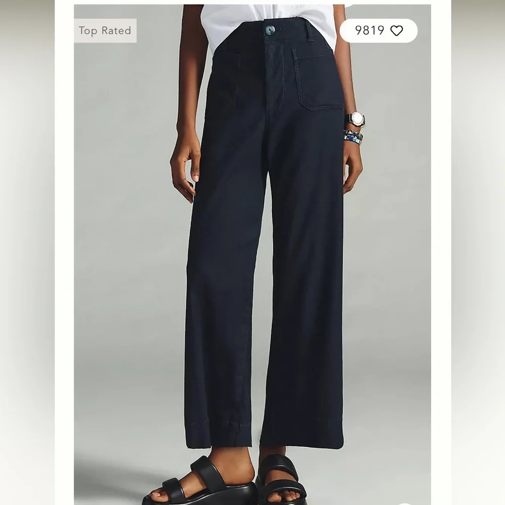 MAEVE CROPPED LINEN FLARE PANT “THE COLETTE” WIDE LEG ANTHROPOLOGIE 4